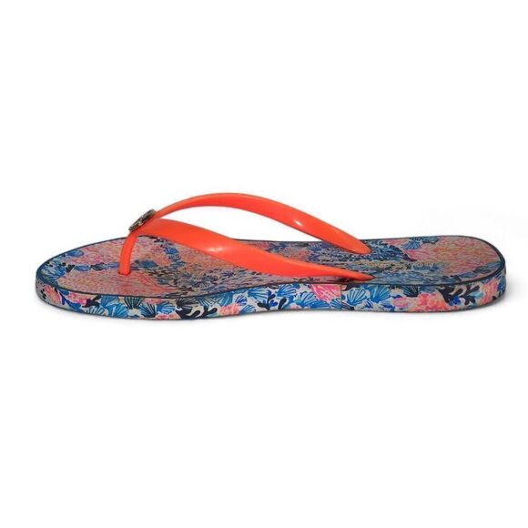 Lilly Pulitzer Thong Flip Flip Sandals Blue / Coral Women's 7-8 - Picture 7 of 9